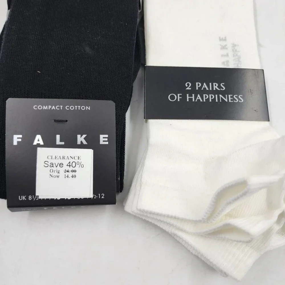 Falke 4 Pairs Happy Sneaker/Crew Socks Men's US 9.5-12/EU 43-46 Black/White